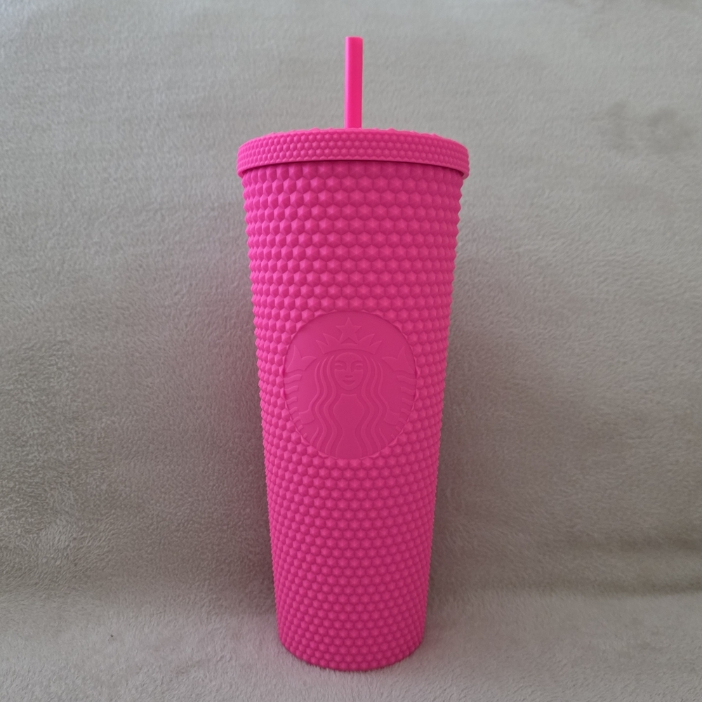 🩷NWT Starbucks Studded Cold Cup Venti Tumbler 24 oz, China Barbie Pink 2021